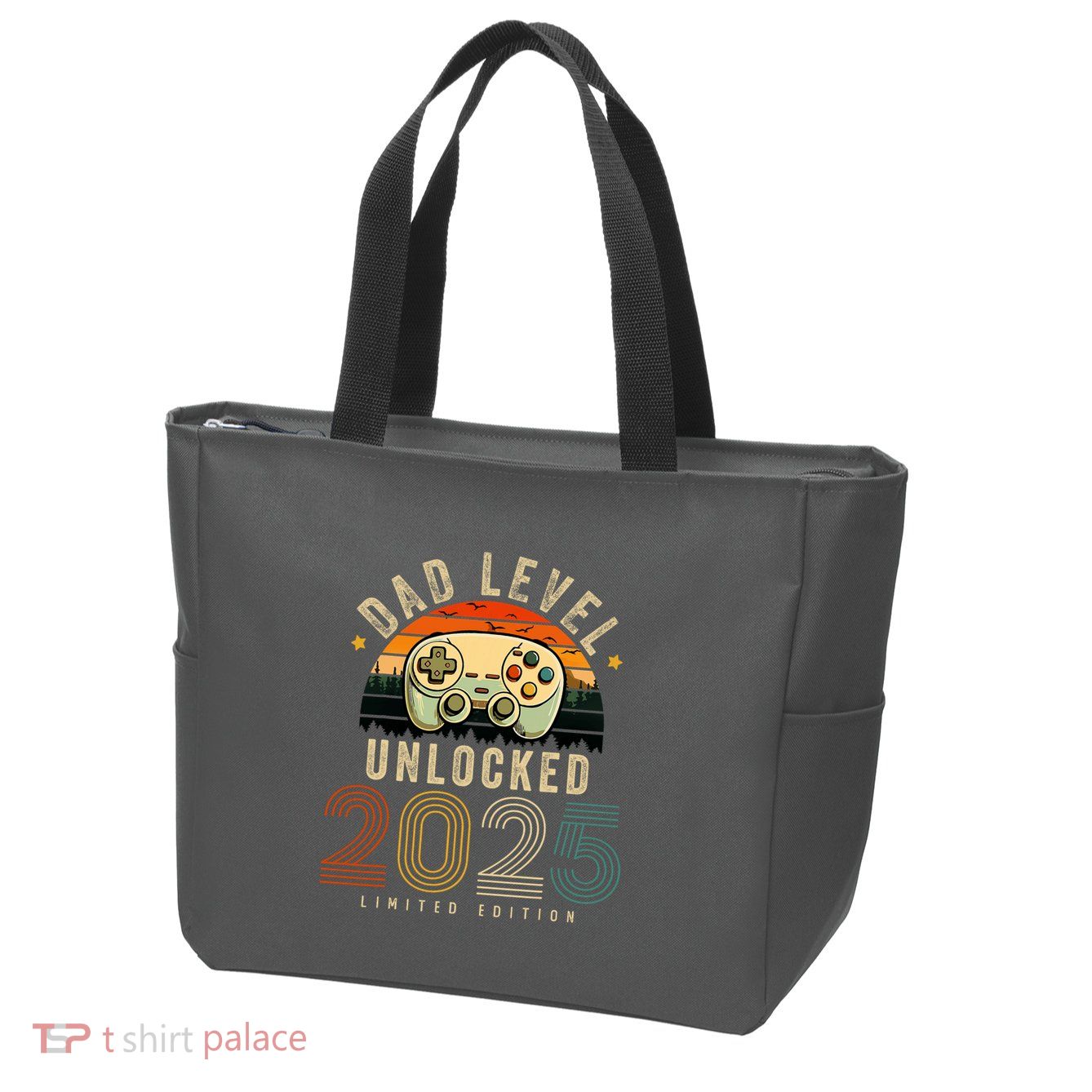 Dad Level Unlocked 2025 Dad Est 2025 Promoted To Dad 2025 Zip Tote Bag