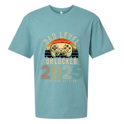 Dad Level Unlocked 2025 Dad Est 2025 Promoted To Dad 2025 Sueded Cloud Jersey T-Shirt