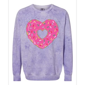 Donut Love Valentine's Day Heart Cute Meaningful Gift Colorblast Crewneck Sweatshirt