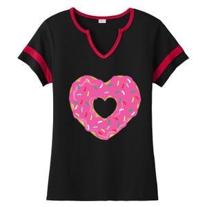 Donut Love Valentine's Day Heart Cute Meaningful Gift Ladies Halftime Notch Neck Tee