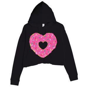 Donut Love Valentine's Day Heart Cute Meaningful Gift Crop Fleece Hoodie