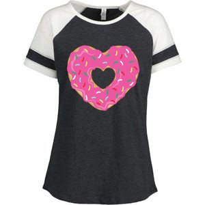 Donut Love Valentine's Day Heart Cute Meaningful Gift Enza Ladies Jersey Colorblock Tee