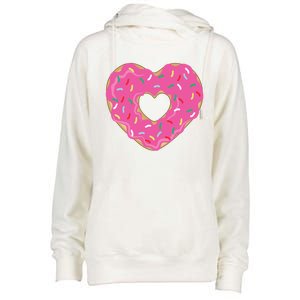 Donut Love Valentine's Day Heart Cute Meaningful Gift Womens Funnel Neck Pullover Hood