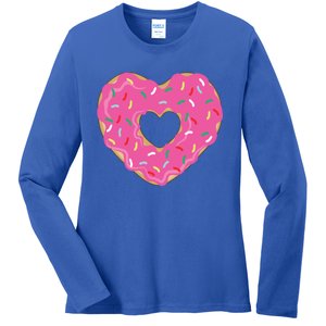 Donut Love Valentine's Day Heart Cute Meaningful Gift Ladies Long Sleeve Shirt