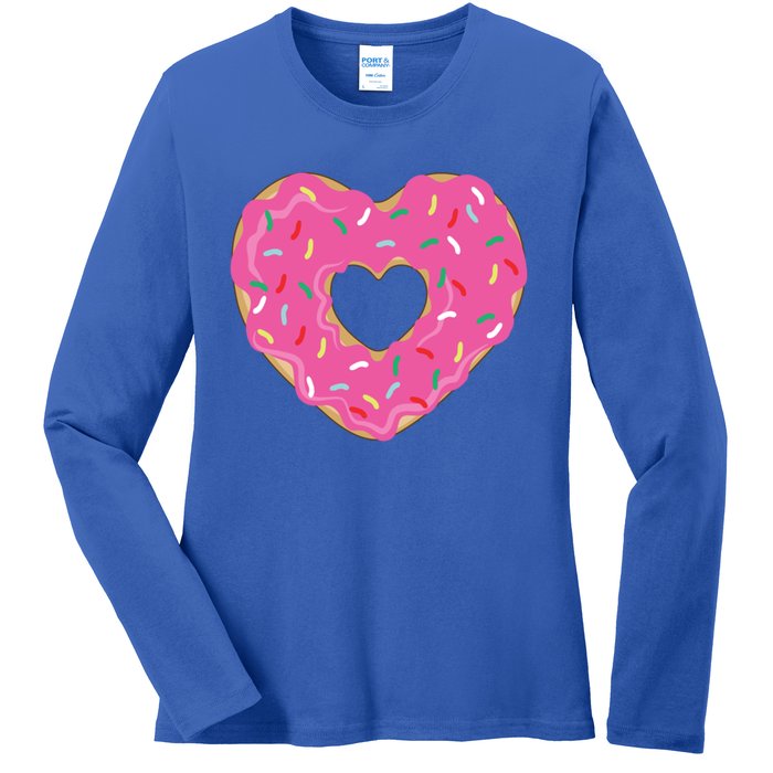 Donut Love Valentine's Day Heart Cute Meaningful Gift Ladies Long Sleeve Shirt