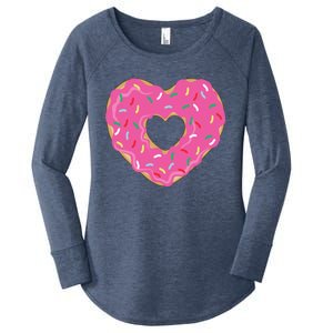 Donut Love Valentine's Day Heart Cute Meaningful Gift Women's Perfect Tri Tunic Long Sleeve Shirt