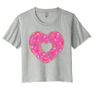 Donut Love Valentine's Day Heart Cute Meaningful Gift Women's Crop Top Tee