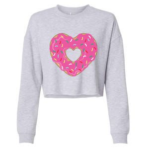 Donut Love Valentine's Day Heart Cute Meaningful Gift Cropped Pullover Crew