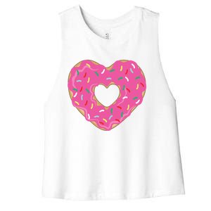 Donut Love Valentine's Day Heart Cute Meaningful Gift Women's Racerback Cropped Tank