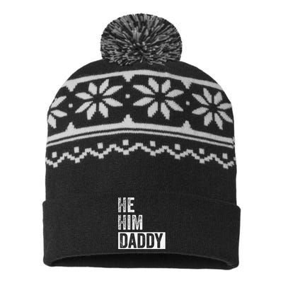 Daddy Lover Valentine Quote Funny He Him Daddy USA-Made Snowflake Beanie