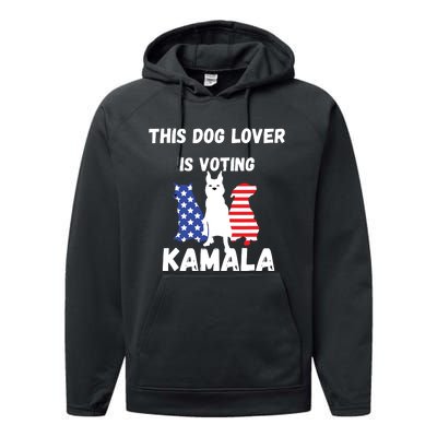 Dog Lover Voting Kamala Patriotic Dog Design Performance Fleece Hoodie