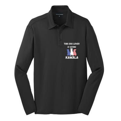 Dog Lover Voting Kamala Patriotic Dog Design Silk Touch Performance Long Sleeve Polo