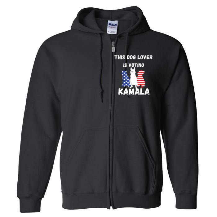 Dog Lover Voting Kamala Patriotic Dog Design Full Zip Hoodie