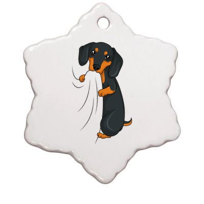 Dachshund Lover Weiner Dog Ceramic Star Ornament