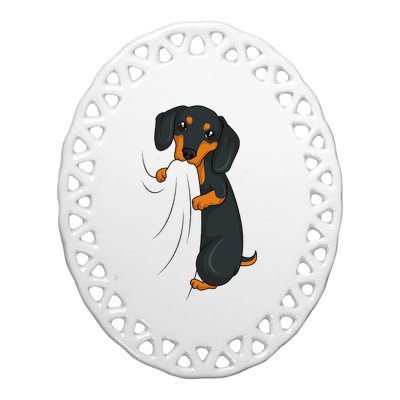 Dachshund Lover Weiner Dog Ceramic Oval Ornament