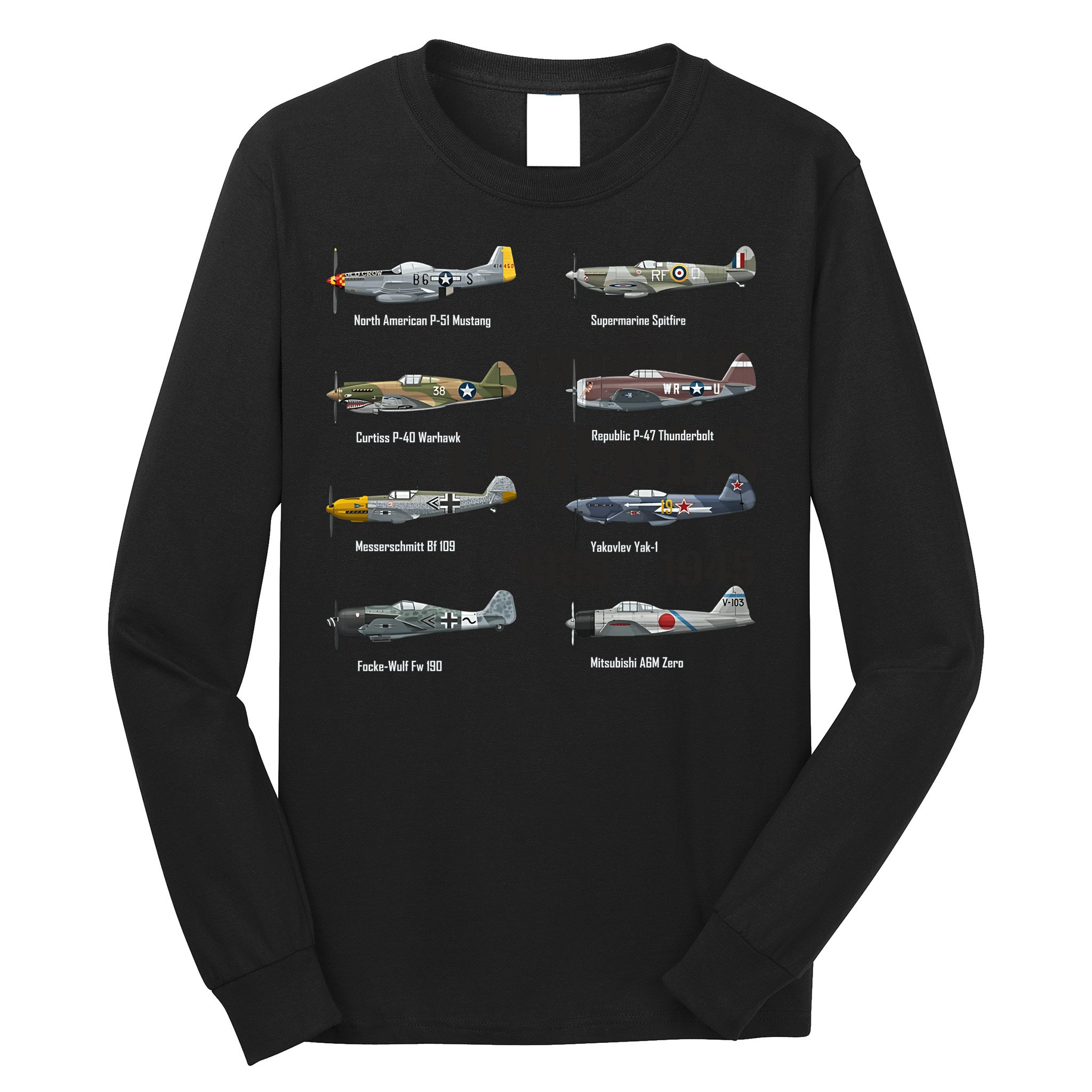 Dogfight Legends WW2 Planes Warbirds Air Fighters Long Sleeve Shirt