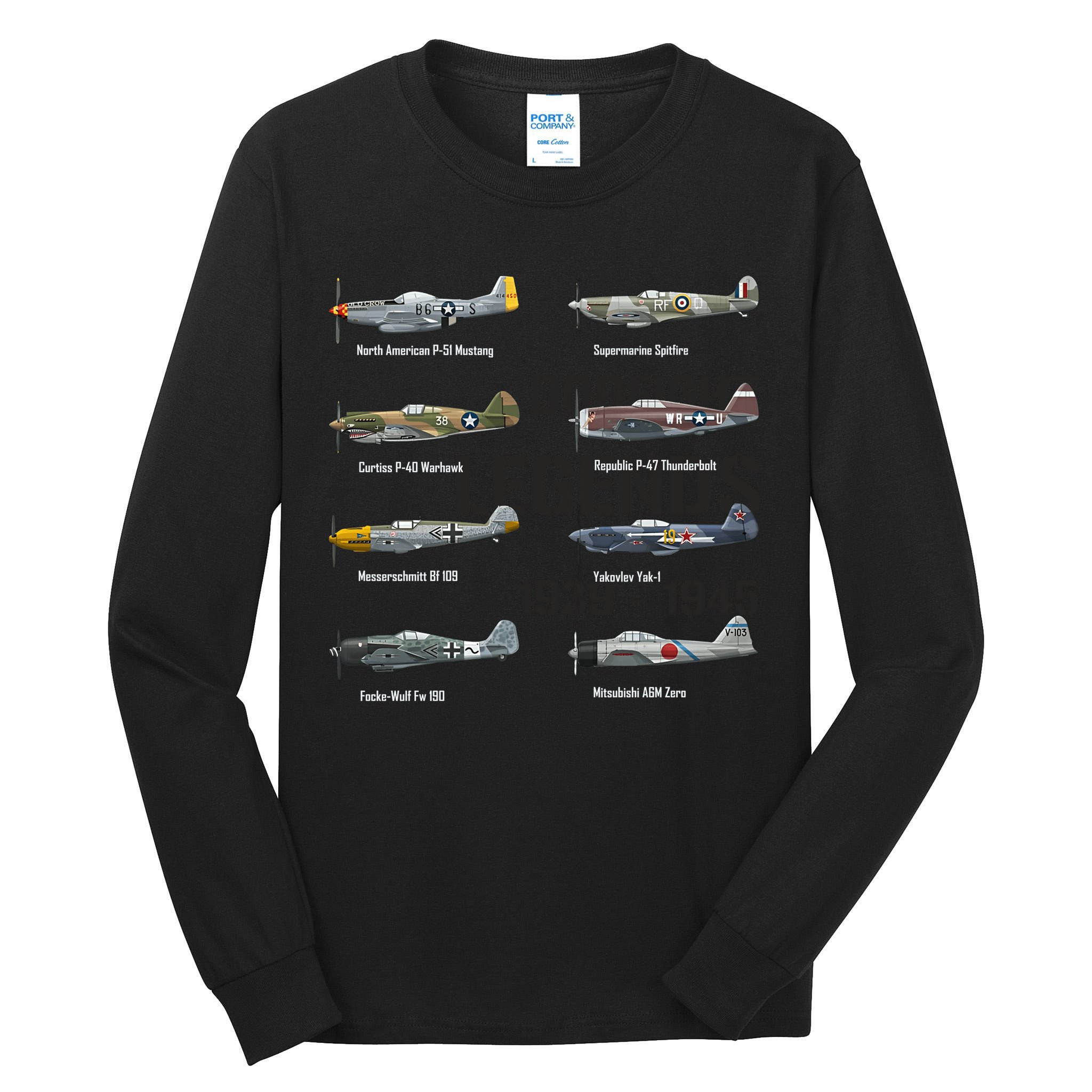 Dogfight Legends WW2 Planes Warbirds Air Fighters Tall Long Sleeve T-Shirt