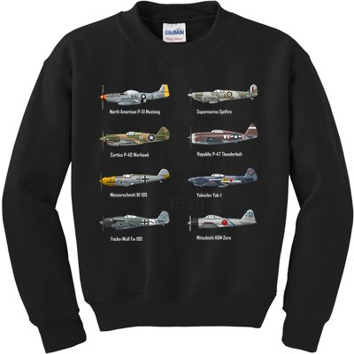 Dogfight Legends WW2 Planes Warbirds Air Fighters Kids Sweatshirt