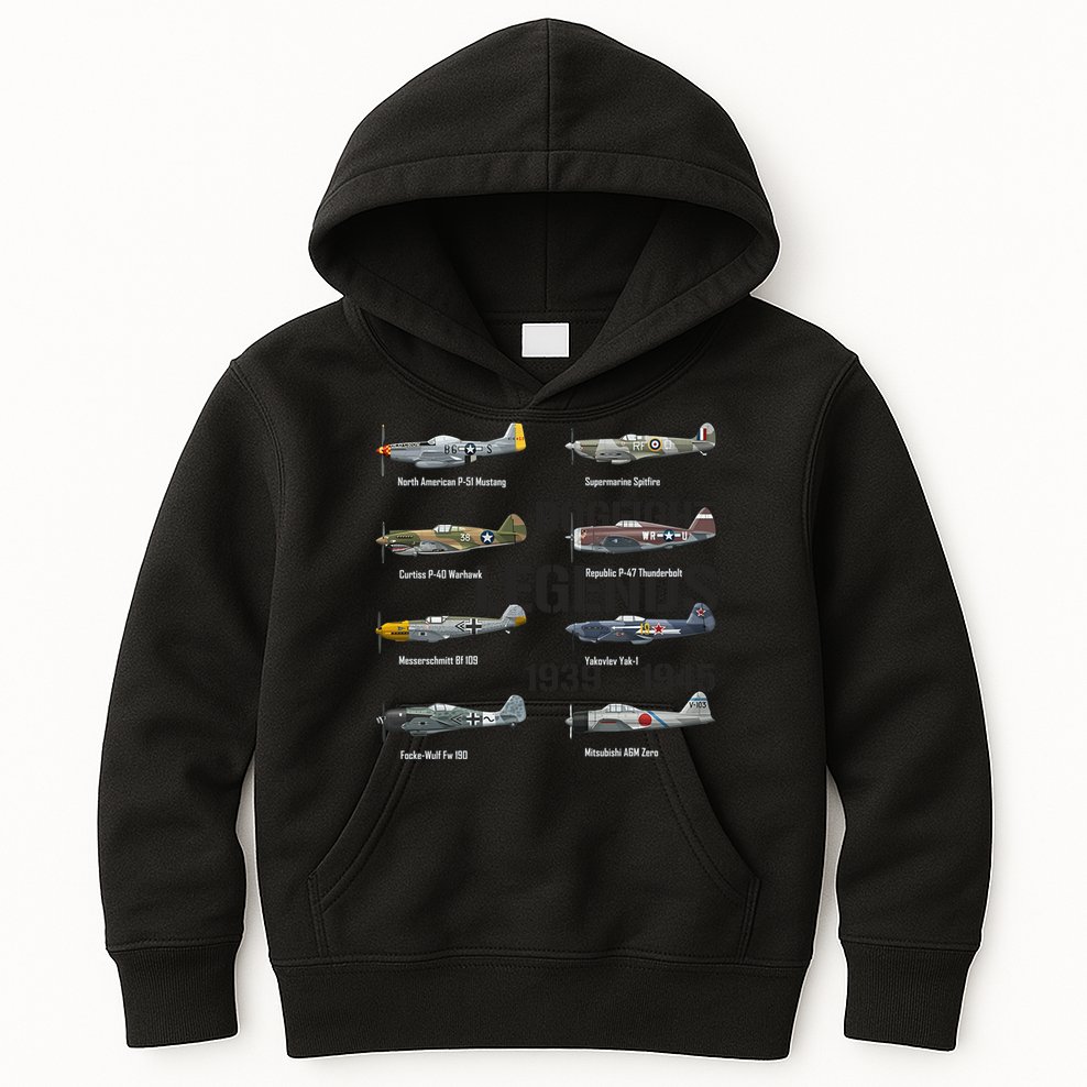 Dogfight Legends WW2 Planes Warbirds Air Fighters Kids Hoodie