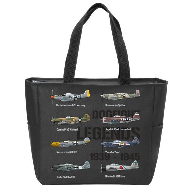 Dogfight Legends WW2 Planes Warbirds Air Fighters Zip Tote Bag