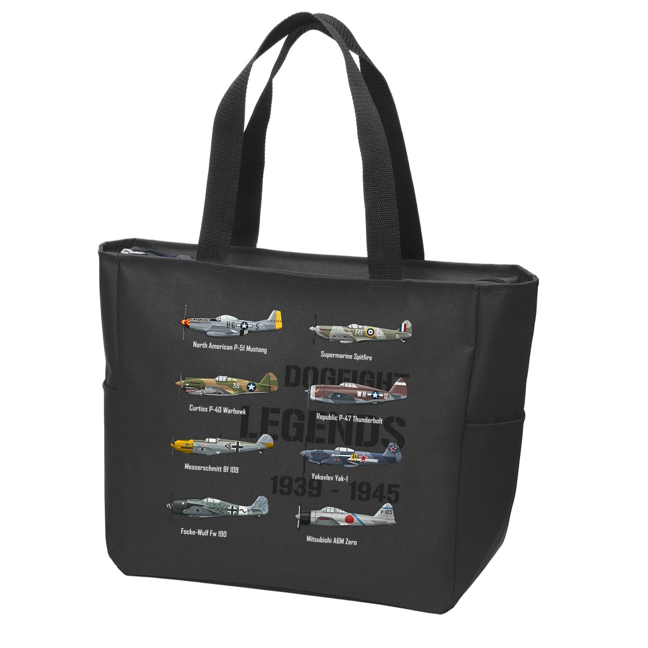 Dogfight Legends WW2 Planes Warbirds Air Fighters Zip Tote Bag