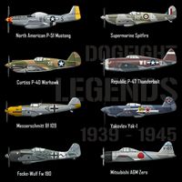 Dogfight Legends WW2 Planes Warbirds Air Fighters Zip Tote Bag