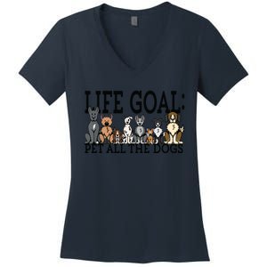 Dog Lovers Women Men Kids Funny Life Goal Pet Dogs Women's V-Neck T-Shirt