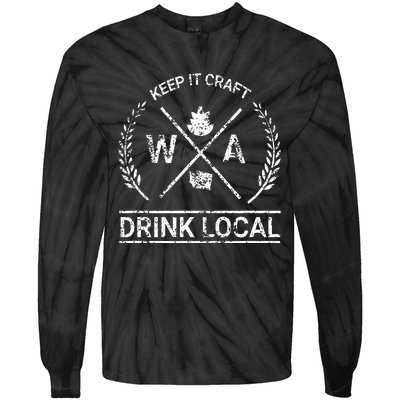 Drink Local Washington Vintage Craft Beer Brewing Tie-Dye Long Sleeve Shirt