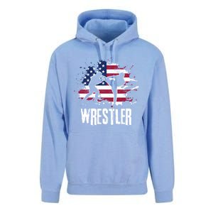 Distressed Look Wrestling Design American Flag Gift Unisex Surf Hoodie