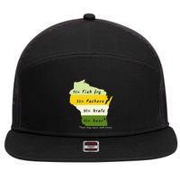Drink Local Wisconsin Beer Drinking 7 Panel Mesh Trucker Snapback Hat