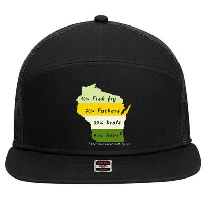 Drink Local Wisconsin Beer Drinking 7 Panel Mesh Trucker Snapback Hat