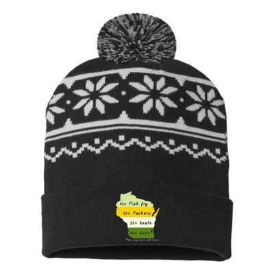 Drink Local Wisconsin Beer Drinking USA-Made Snowflake Beanie