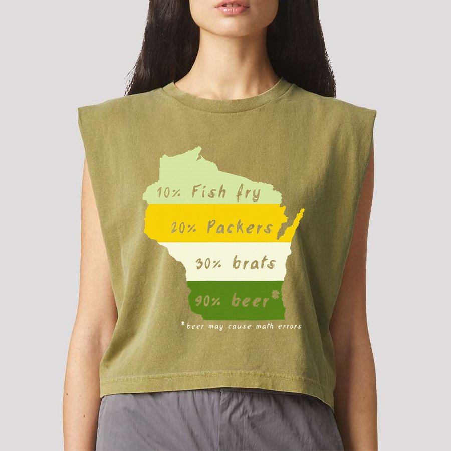 Drink Local Wisconsin Beer Drinking Garment-Dyed Women's Muscle Tee