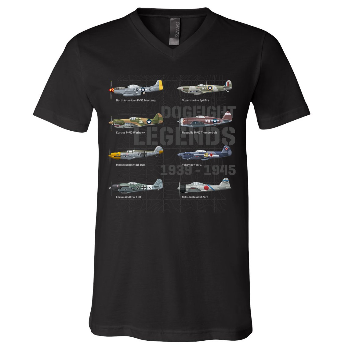 Dogfight Legends WW2 Planes Warbirds Air Fighters Premium V-Neck T-Shirt