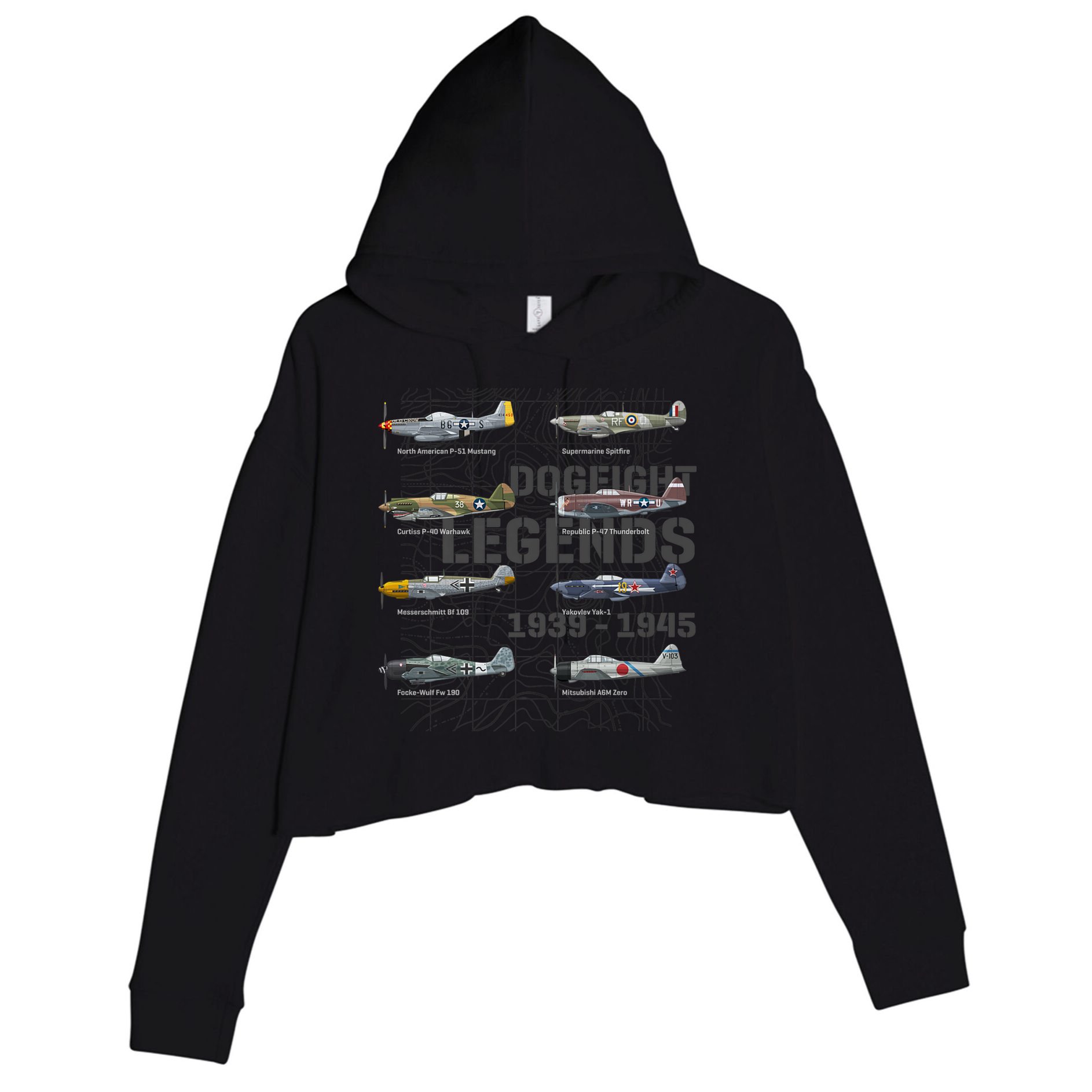 Dogfight Legends WW2 Planes Warbirds Air Fighters Premium Crop Fleece Hoodie