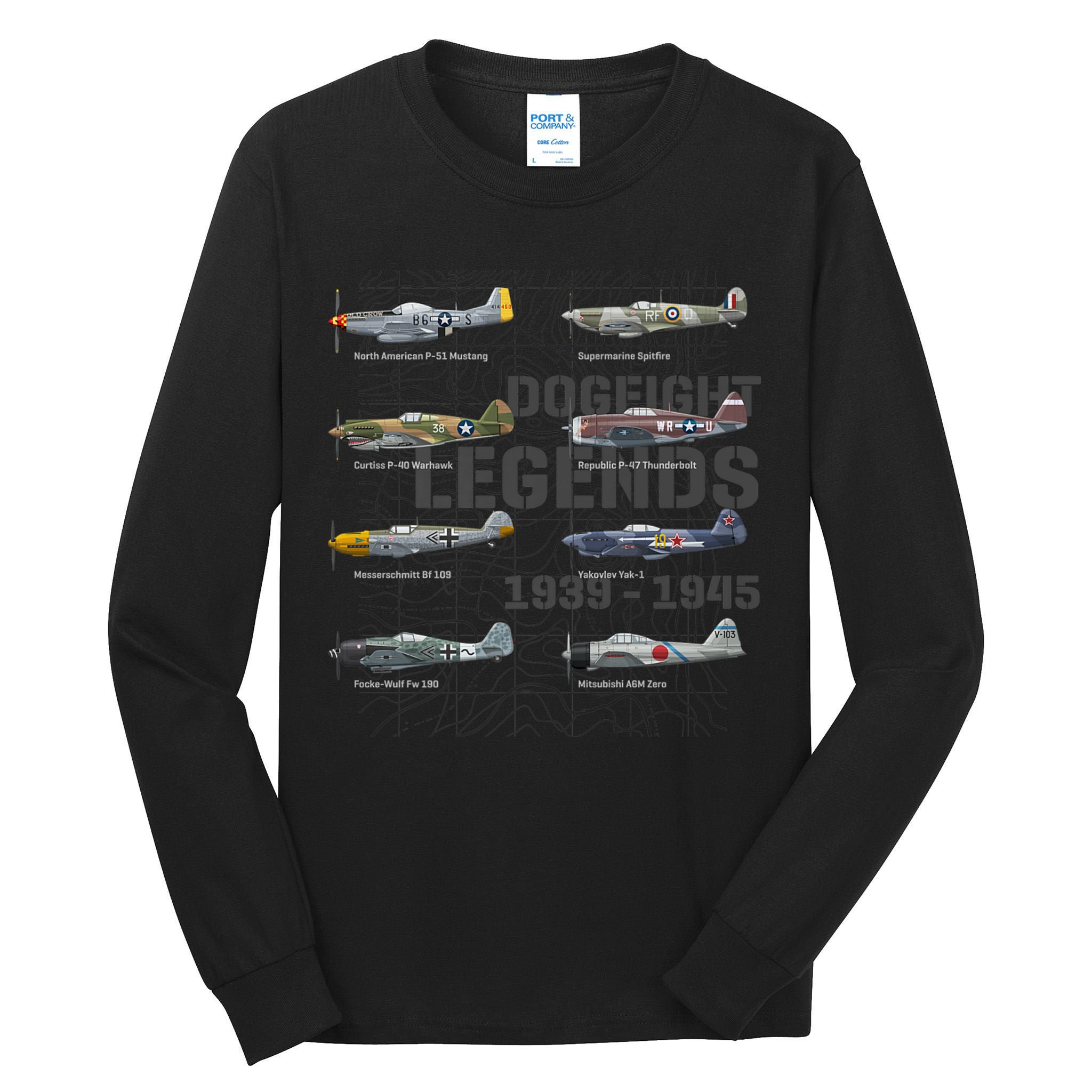 Dogfight Legends WW2 Planes Warbirds Air Fighters Premium Tall Long Sleeve T-Shirt