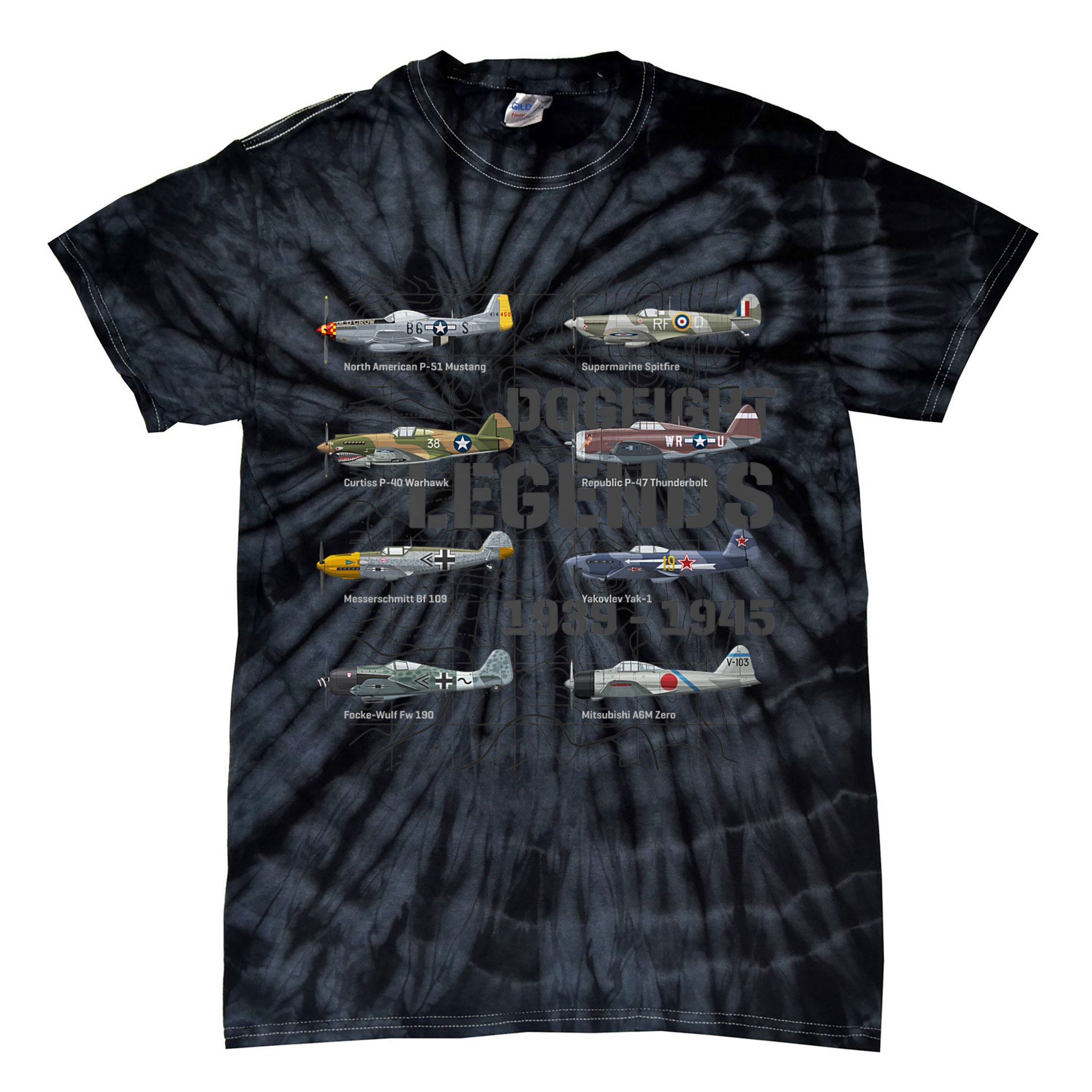 Dogfight Legends WW2 Planes Warbirds Air Fighters Premium Tie-Dye T-Shirt
