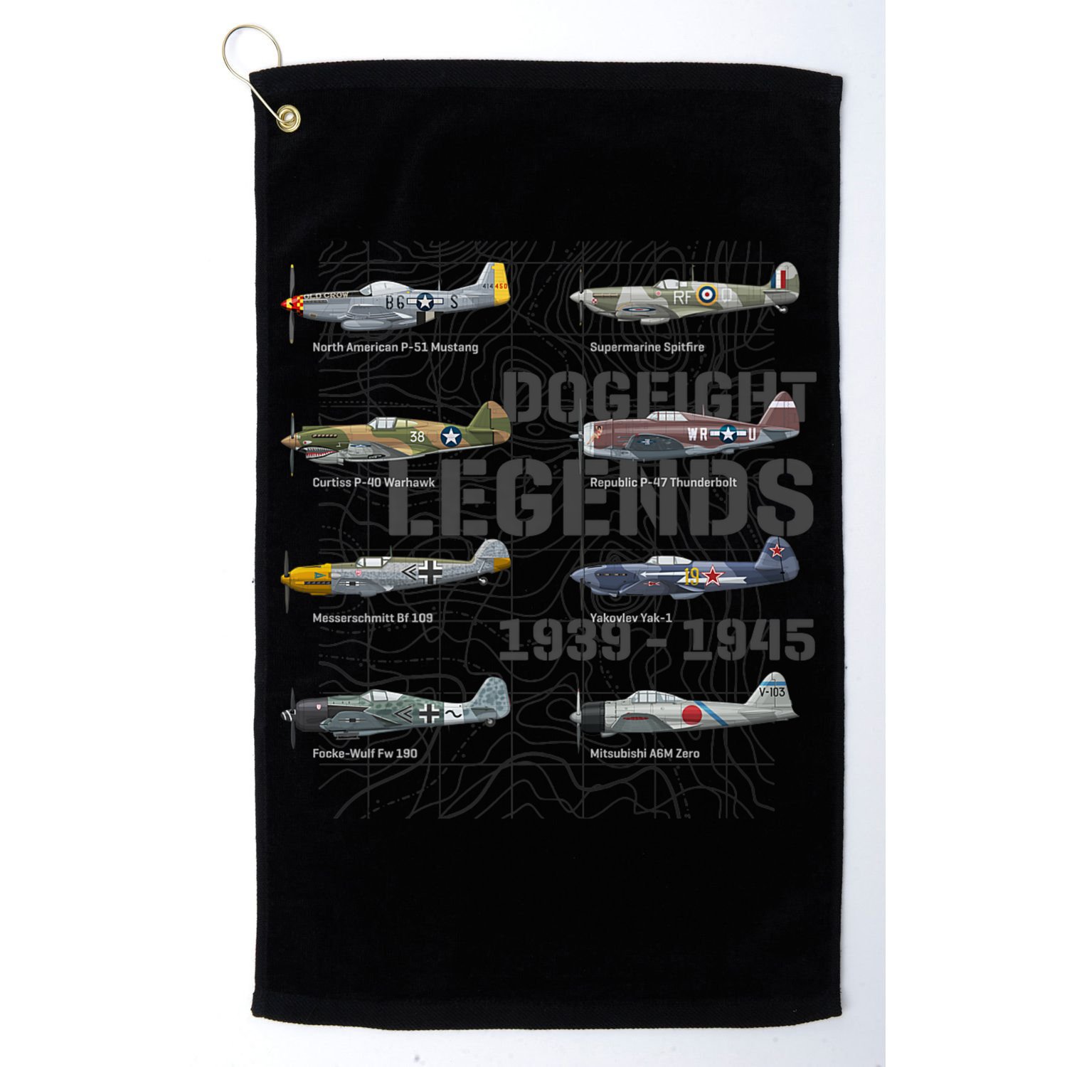 Dogfight Legends WW2 Planes Warbirds Air Fighters Premium Golf Towel