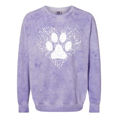 Dog Lover Women Dog Mom Dad Creative Heart Dog Paw Print Colorblast Crewneck Sweatshirt