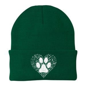 Dog Lover Women Dog Mom Dad Creative Heart Dog Paw Print Knit Cap Winter Beanie