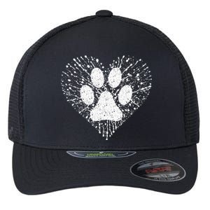 Dog Lover Women Dog Mom Dad Creative Heart Dog Paw Print Flexfit Unipanel Trucker Cap