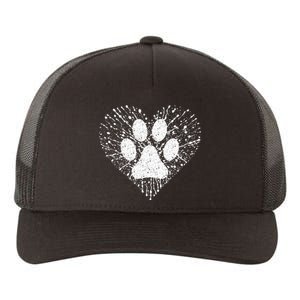 Dog Lover Women Dog Mom Dad Creative Heart Dog Paw Print Yupoong Adult 5-Panel Trucker Hat