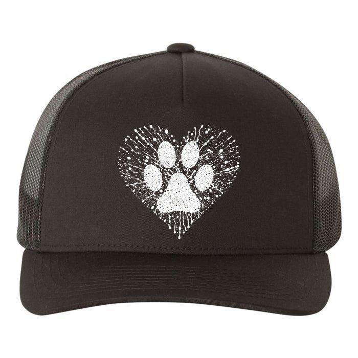 Dog Lover Women Dog Mom Dad Creative Heart Dog Paw Print Yupoong Adult 5-Panel Trucker Hat