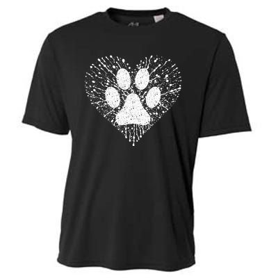 Dog Lover Women Dog Mom Dad Creative Heart Dog Paw Print Cooling Performance Crew T-Shirt