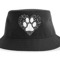 Dog Lover Women Dog Mom Dad Creative Heart Dog Paw Print Sustainable Bucket Hat