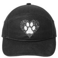 Dog Lover Women Dog Mom Dad Creative Heart Dog Paw Print 7-Panel Snapback Hat