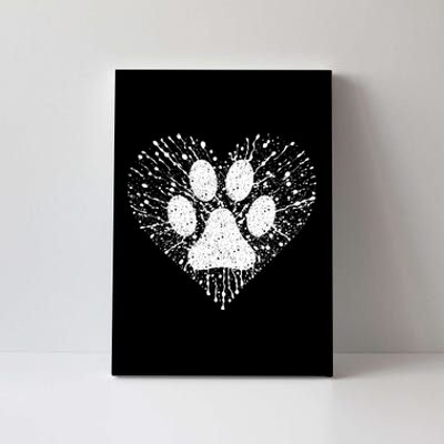 Dog Lover Women Dog Mom Dad Creative Heart Dog Paw Print Canvas