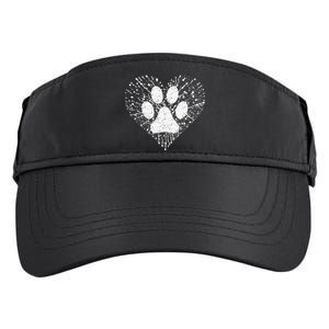 Dog Lover Women Dog Mom Dad Creative Heart Dog Paw Print Adult Drive Performance Visor