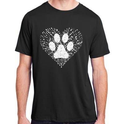 Dog Lover Women Dog Mom Dad Creative Heart Dog Paw Print Adult ChromaSoft Performance T-Shirt