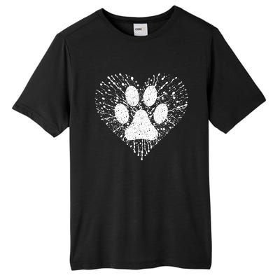 Dog Lover Women Dog Mom Dad Creative Heart Dog Paw Print Tall Fusion ChromaSoft Performance T-Shirt